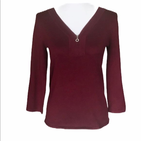 Cable & Gauge Tops Cable Gauge Vneck Zip Blouse Size Xs Poshmark